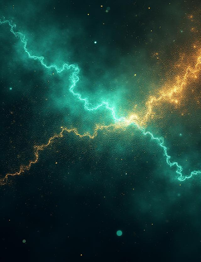 Abstract visualization of financial growth merging with cosmic artistic patterns